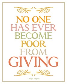 Poster about giving not making one poor